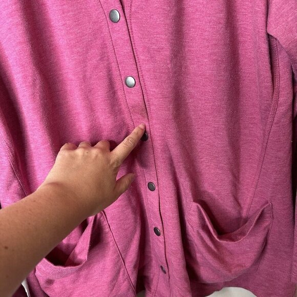 Logo by Lori Goldstein Cardigan Women’s Large Pink Pockets Snap Up - Picture 6 of 11